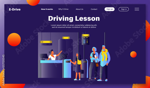 Group of passengers standing in queue to counter vector illustration. Departures board and airline transportation concept. Travelers waiting in line for plane