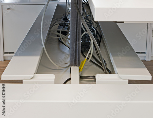 Office furniture industry. Desk witk with cable duct