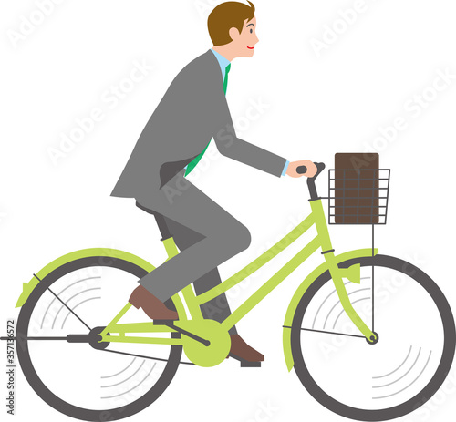 自転車に乗るビジネスマン