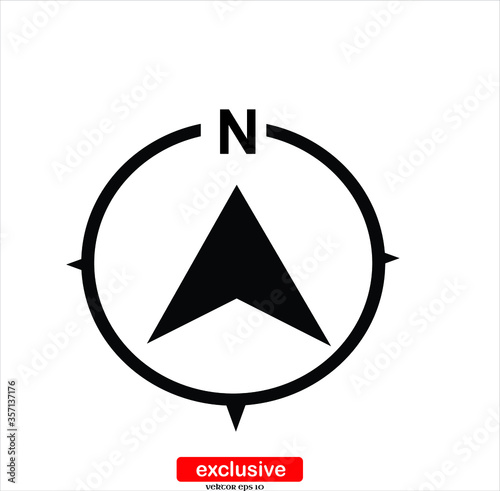 compas  icon. icon.Flat design style vector illustration for graphic and web design.	
