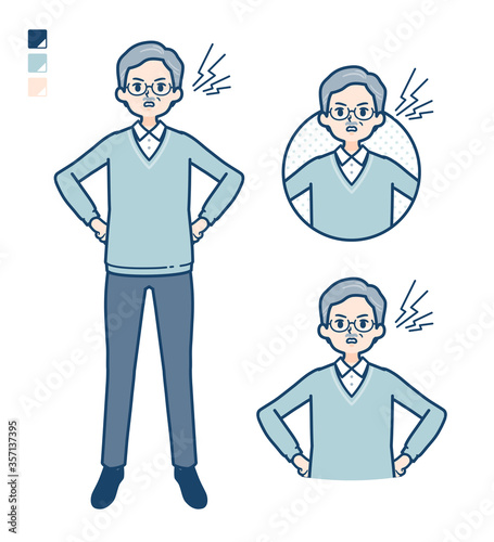 simple senior man_anger