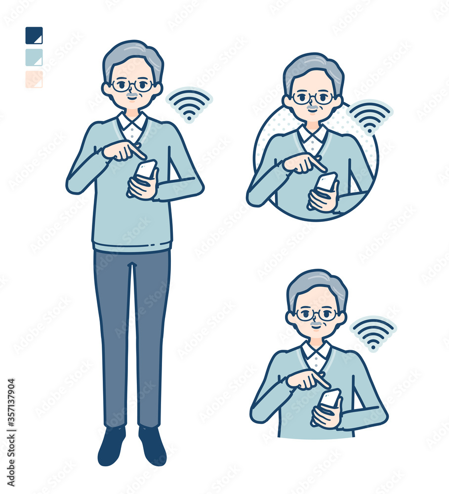 simple senior man_smartphone-touch