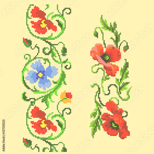 vector illustration of cross stitch ornament