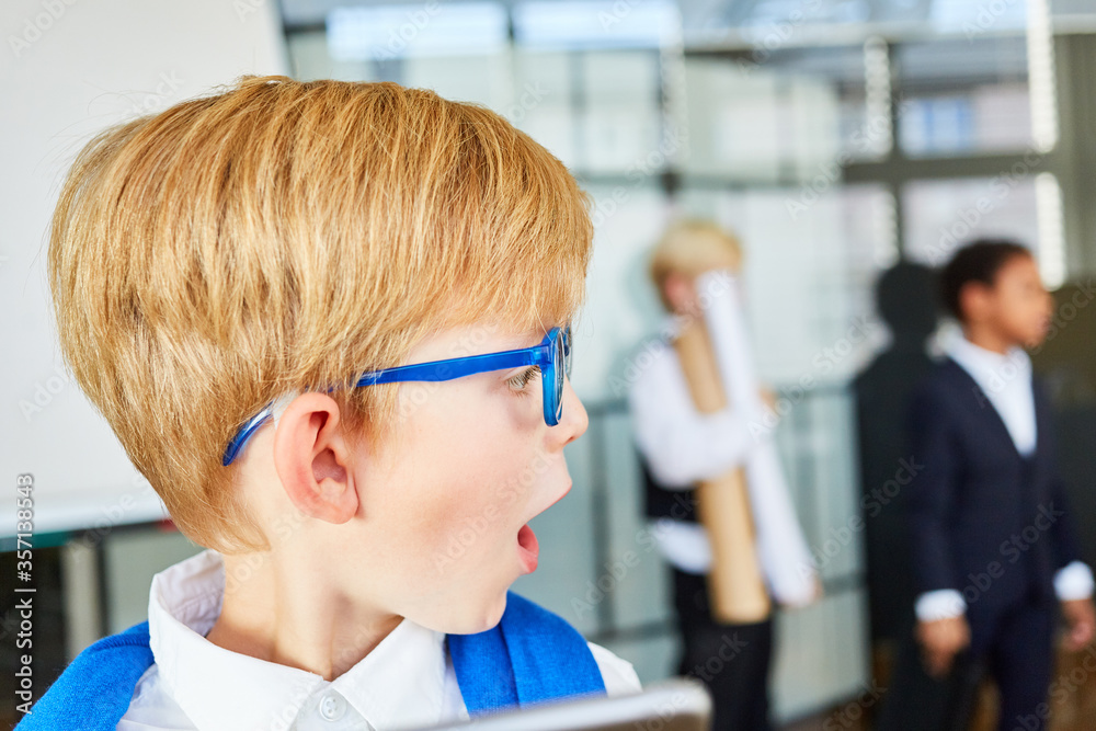 Amazed boy with open mouth as a student Stock Photo Adobe Stock