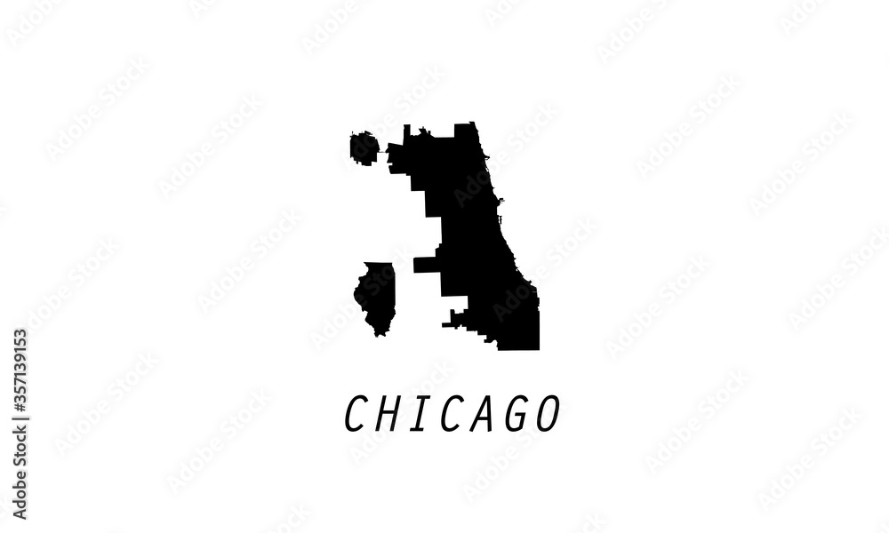 Obraz premium Chicago map city shape Illinois vector illustration