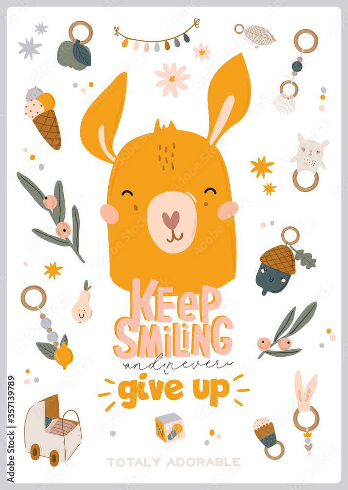Cute baby shower in scandinavian style including trendy quotes and cool animal decorative hand drawn elements. Cartoon doodle kids illustration for nursery room decor, children design. Vector. Cute baby shower in scandinavian style including trendy quotes and cool animal decorative hand drawn elements. Cartoon doodle kids illustration for nursery room decor, children design. Vector.