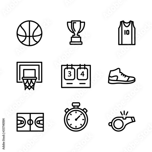 basketball icon set line art design editable stroke