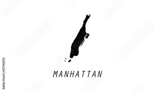 Manhattan outline map city borough shape vector illustration 
