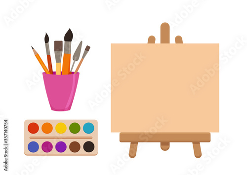 Painting tools elements cartoon colorful vector set.