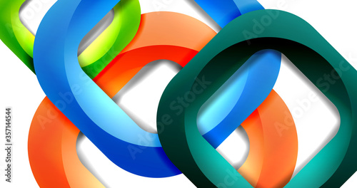 Square geometric vector abstract background, dynamic modern minimal template. Multicolored square shapes with round corners overlapping each other