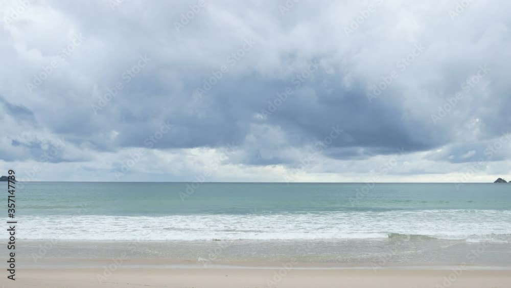 ripple sea wave hit sand beach with cloudy sky background at day time ripple sea wave hit sand beach with cloudy sky background at day time