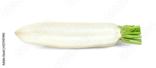 sliced Radish isolated on white background ,include clipping path