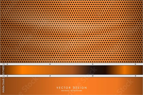   Abstract background metallic of orange with dark space vector illustration.