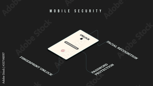 Mobile Security Concept UN in isometric