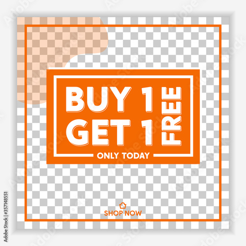 Modern and Unique Social Media Banner Template for Promotion and Digital Marketing. Promotional Square Web Banner for Social Media. Elegant and Simple Discount Promo Ads