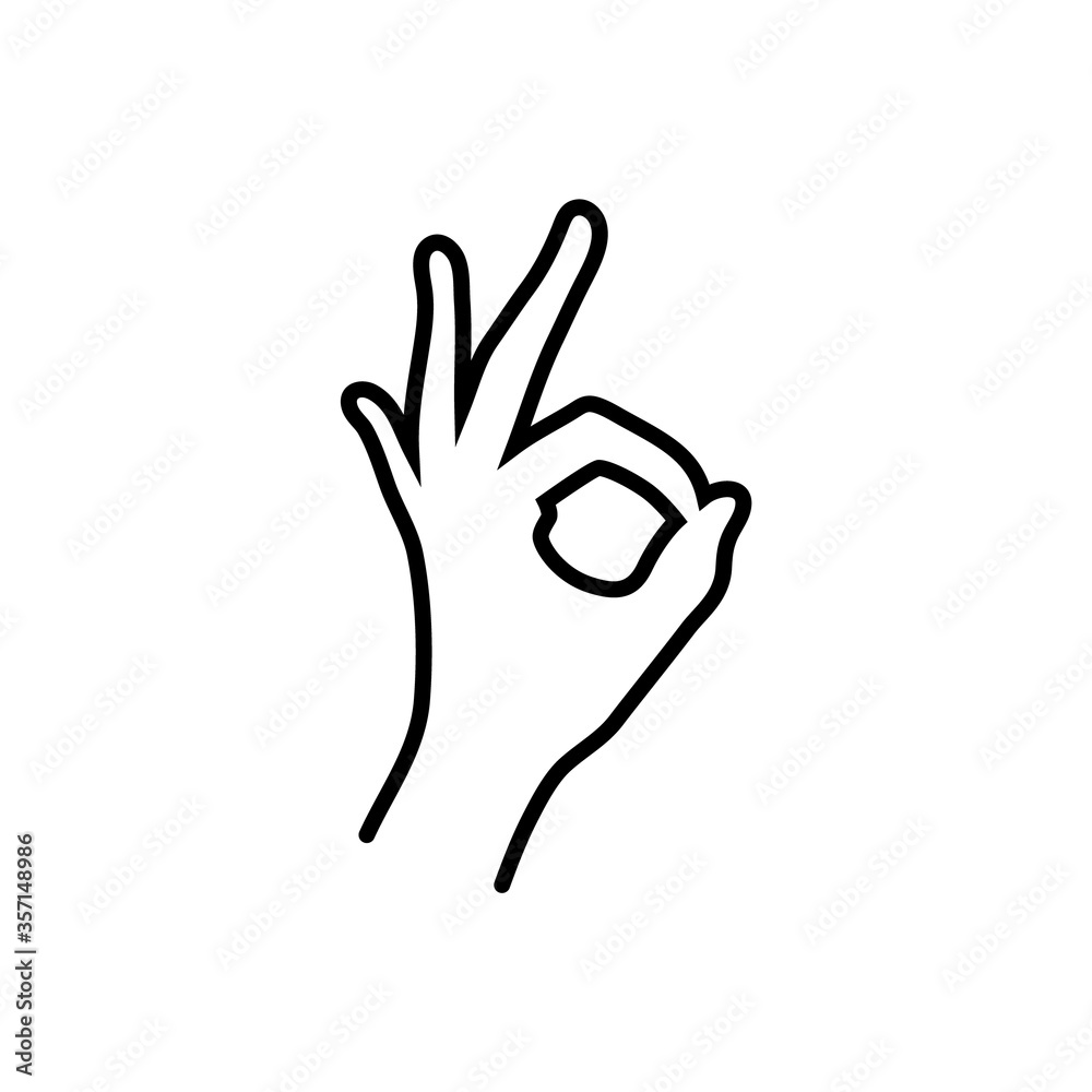 Okay hand gesture vector linear icon.