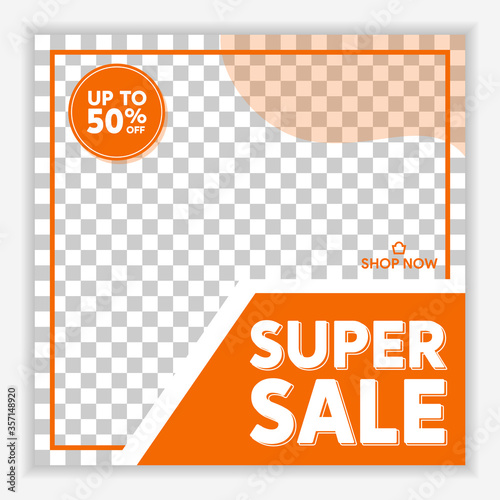 Modern and Unique Social Media Banner Template for Promotion and Digital Marketing. Promotional Square Web Banner for Social Media. Elegant and Simple Discount Promo Ads