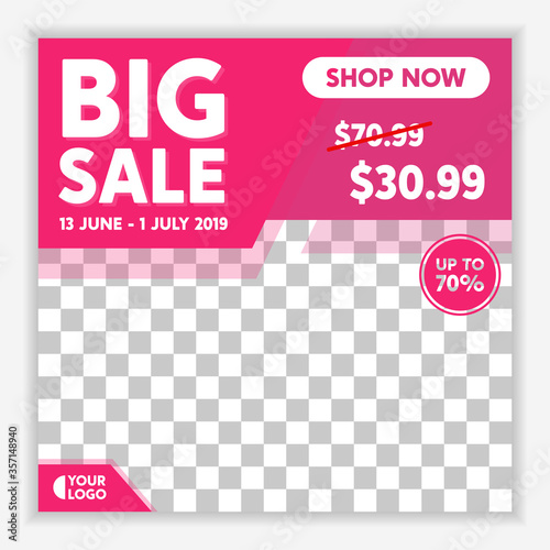 Modern and Unique Social Media Banner Template for Promotion and Digital Marketing. Promotional Square Web Banner for Social Media. Elegant and Simple Discount Promo Ads