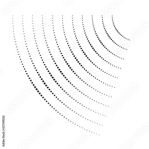 Halftone dots in circle form. Round logo or icon. Vector dotted frame as design element