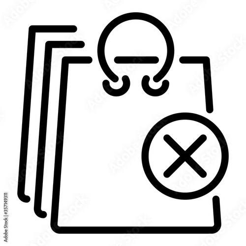Canceled delivery bags icon. Outline canceled delivery bags vector icon for web design isolated on white background
