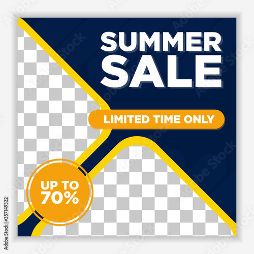 Modern and Unique Social Media Banner Template for Promotion and Digital Marketing. Promotional Square Web Banner for Social Media. Elegant and Simple Discount Promo Ads