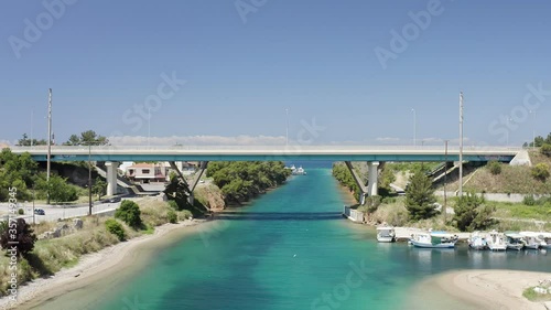 Drone footage of Nea Potidea canal, which connects Toroneos Bay with the Gulf of Thermaikos. Greece, Kassandra, Halkidiki photo