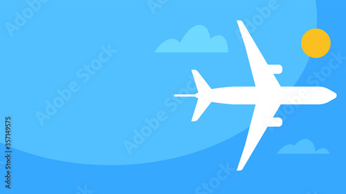 Wallpaper Mural Plane in the sky. Abstract sky with clouds and a flying plane. Vector illustration with copy of space. Torontodigital.ca