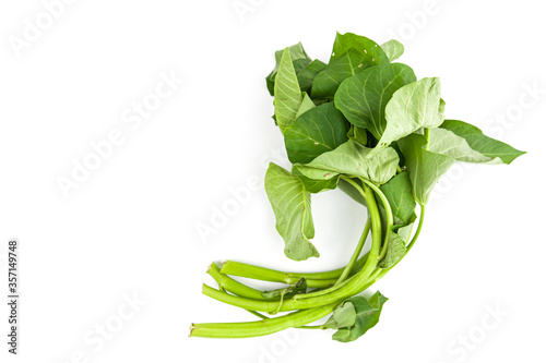 Water spinach, kangkung,  swamp cabbage or morning glory on isolated white background. photo