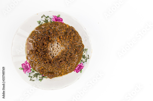 Peanut sauce or Kuah Kacang isolated on white background