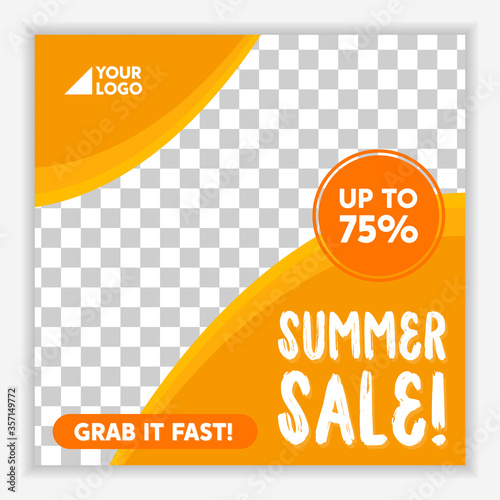 Modern and Unique Social Media Banner Template for Promotion and Digital Marketing. Promotional Square Web Banner for Social Media. Elegant and Simple Discount Promo Ads