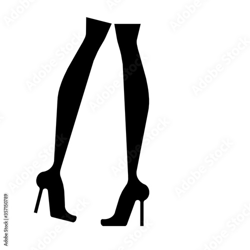 woman legs in silouette, shoe with black heel