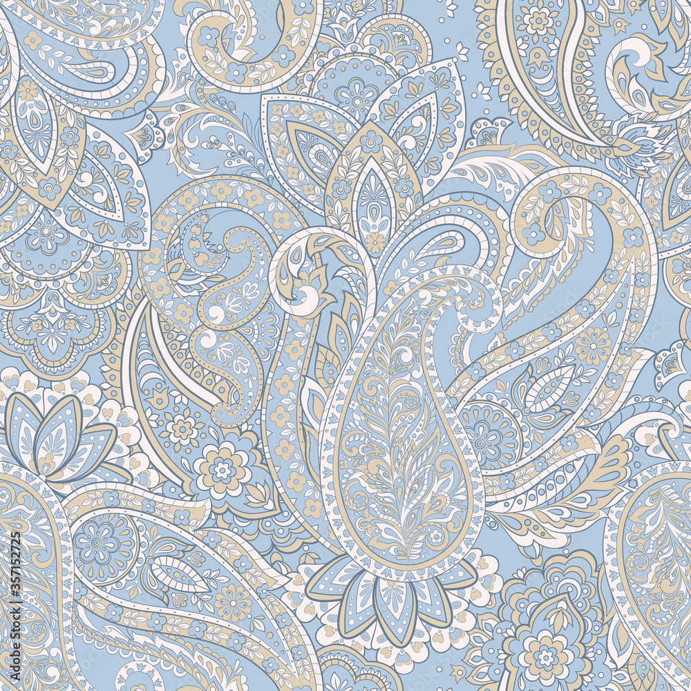 Seamless Asian Textile Background. Paisley Pattern