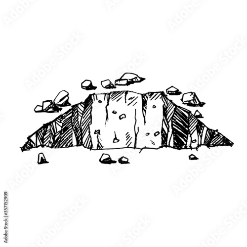 Dug grave drawn in pencil