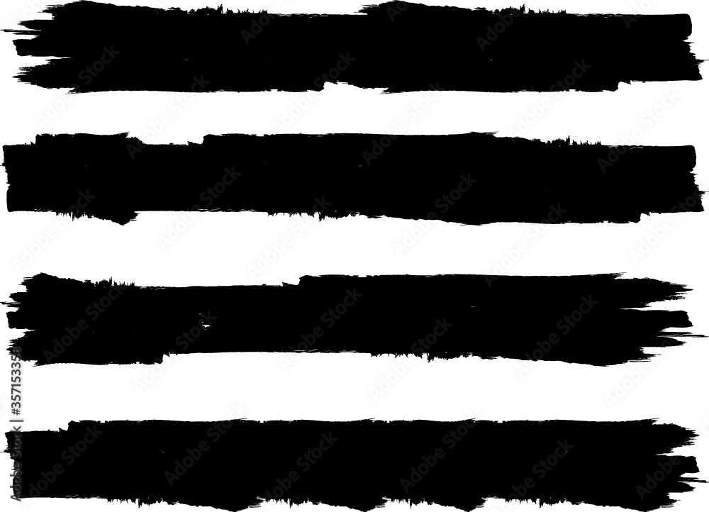 Grunge Paint stripe . Vector brush Stroke . Distressed banner . Black isolated paintbrush collection . Modern Textured shape . Dry border in Black . 