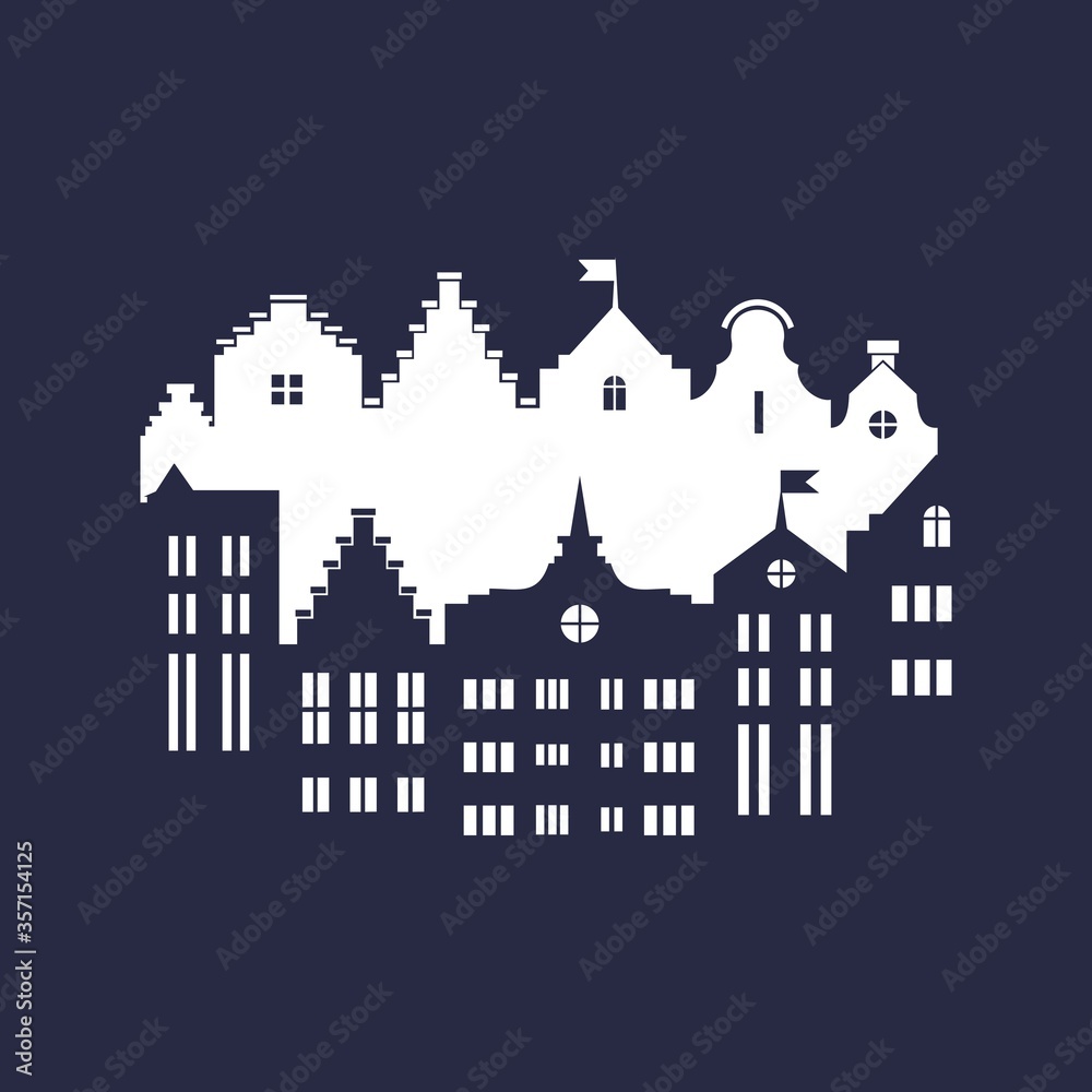 Silhouettes of European houses