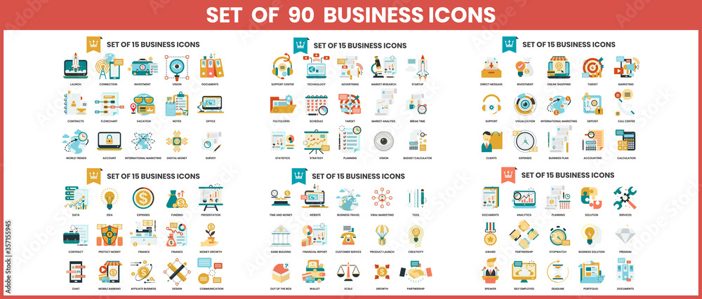 Business icons set for business - obrazy, fototapety, plakaty 
