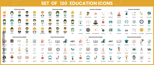 Education icons set for business