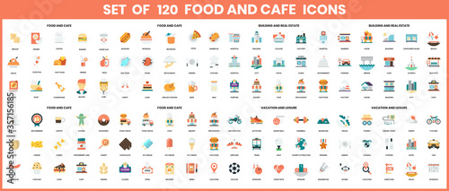 Food and Cafe icons set for business