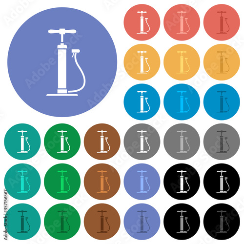 Air pump round flat multi colored icons photo