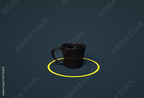 Ceramic Coffee Cup Standing on the Single Colored Background, 3d Rendering