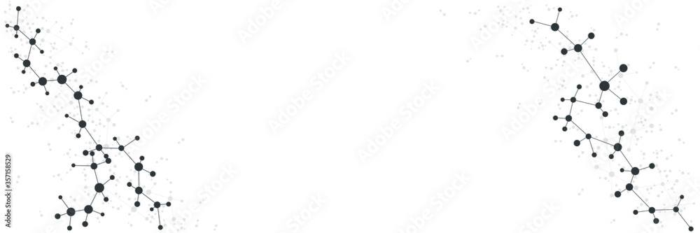 Structure molecule and communication. Dna, atom, neurons. Scientific concept for your design. Connected lines with dots. Medical, technology, chemistry, science background. Vector illustration. Structure molecule and communication. Dna, atom, neurons. Scientific concept for your design. Connected lines with dots. Medical, technology, chemistry, science background. Vector illustration.
