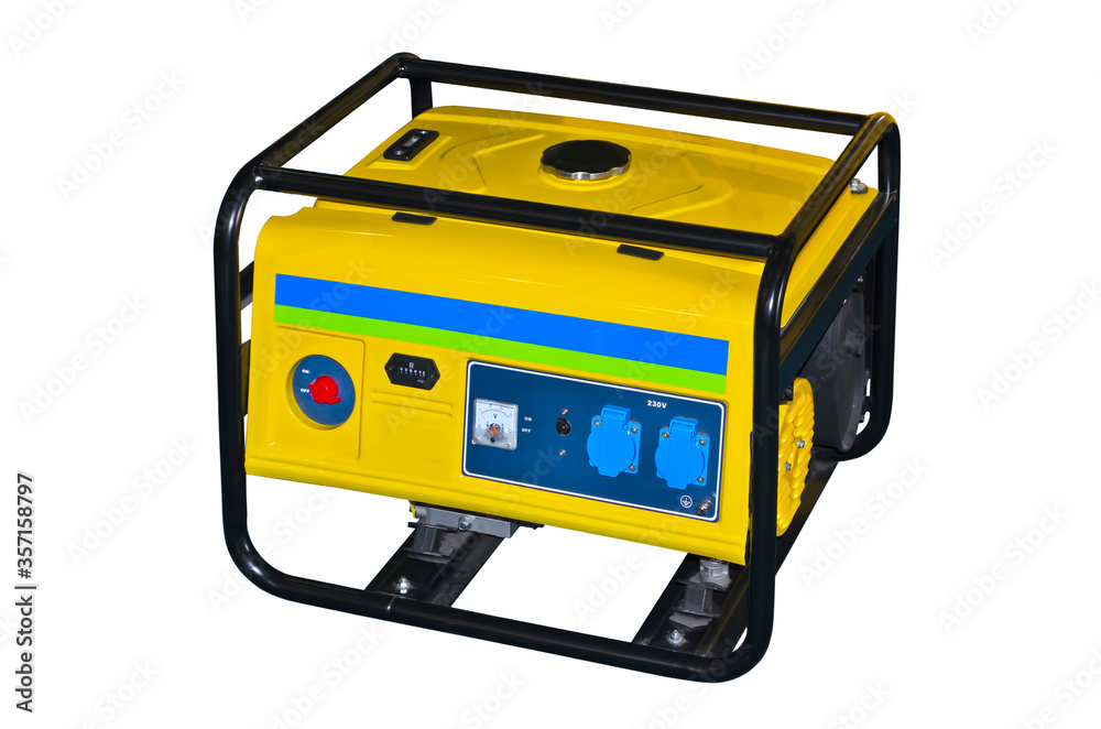 Fototapeta premium Small portable gasoline generator isolated on a white background