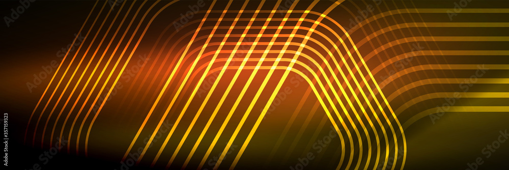 Shiny neon lines, stripes and waves, technology abstract background. Trendy abstract layout template for business or technology presentation, internet poster or web brochure cover, wallpaper Shiny neon lines, stripes and waves, technology abstract background. Trendy abstract layout template for business or technology presentation, internet poster or web brochure cover, wallpaper