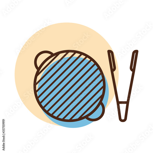 Barbecue grill with tongs vector icon