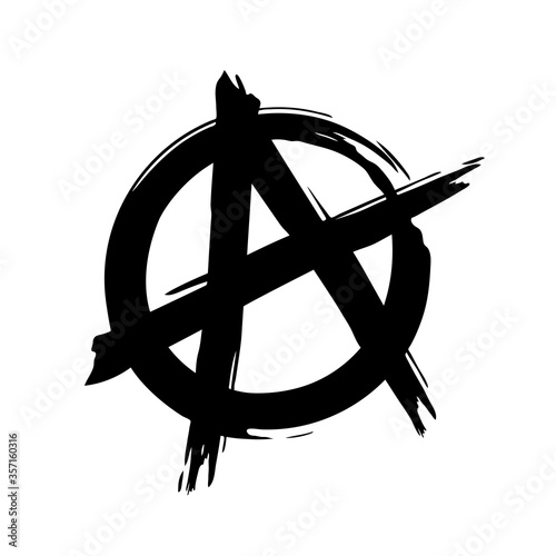 Grunge brush painted anarchy sign isolated on a white background. Anarchy icon. Vector illustration photo