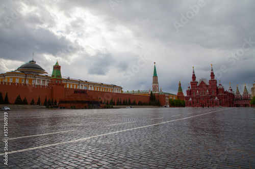 Red Square, Kremlin, GUM without people during quarantine Covid-19