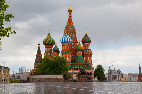 St. Basil's Cathedral, located in the center of Moscow, red square