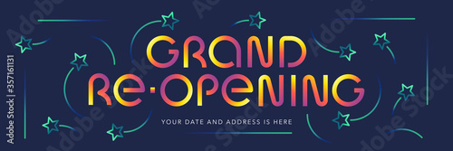 Grand opening or re opening vector banner, illustration. photo