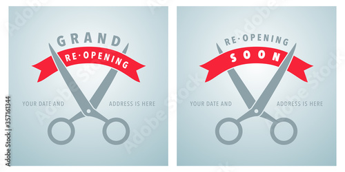 Grand opening or re-opening vector banner, illustration.