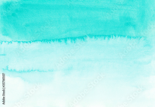 Turquoise watercolor background Bright gradient texture © SweetRenie
